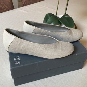 Eileen Fisher Woven Linen Balet Flats W/Box